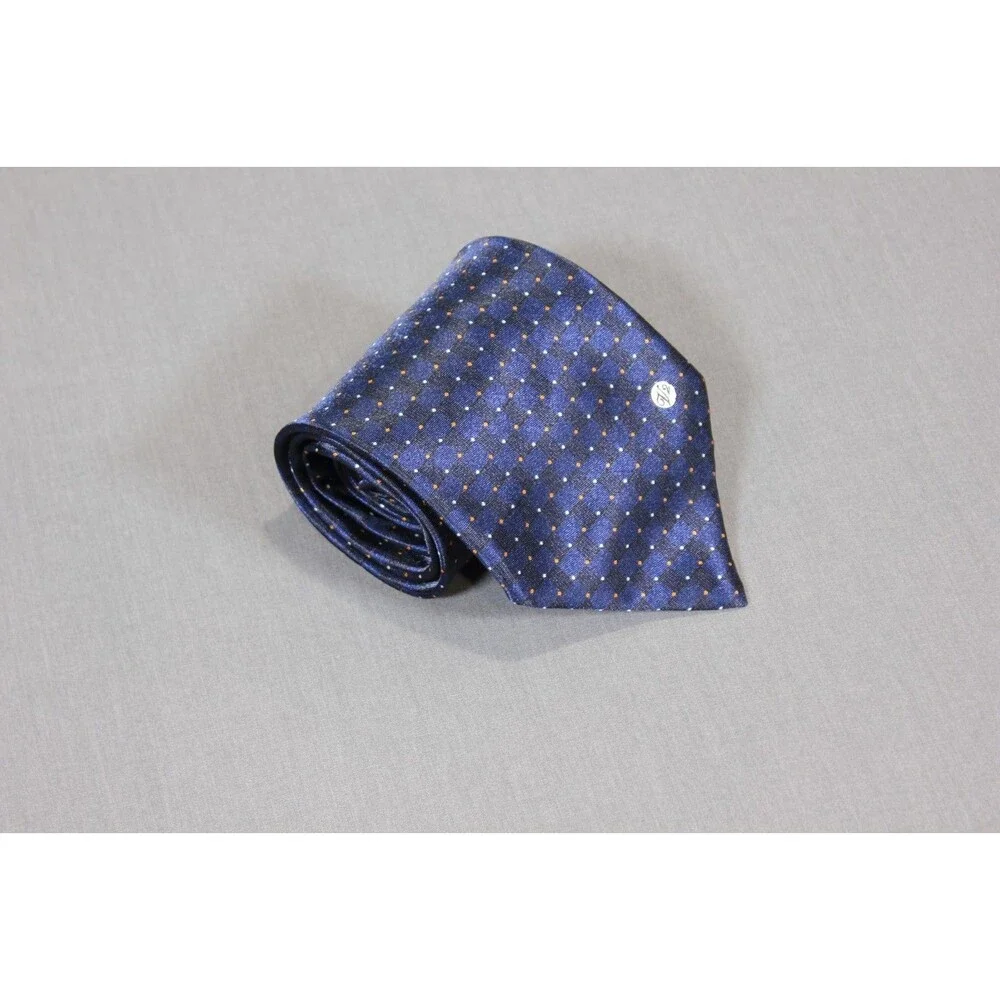 Vintage Versace Necktie Classic V2 Geometric Pattern Handmade Blue Silk Tie